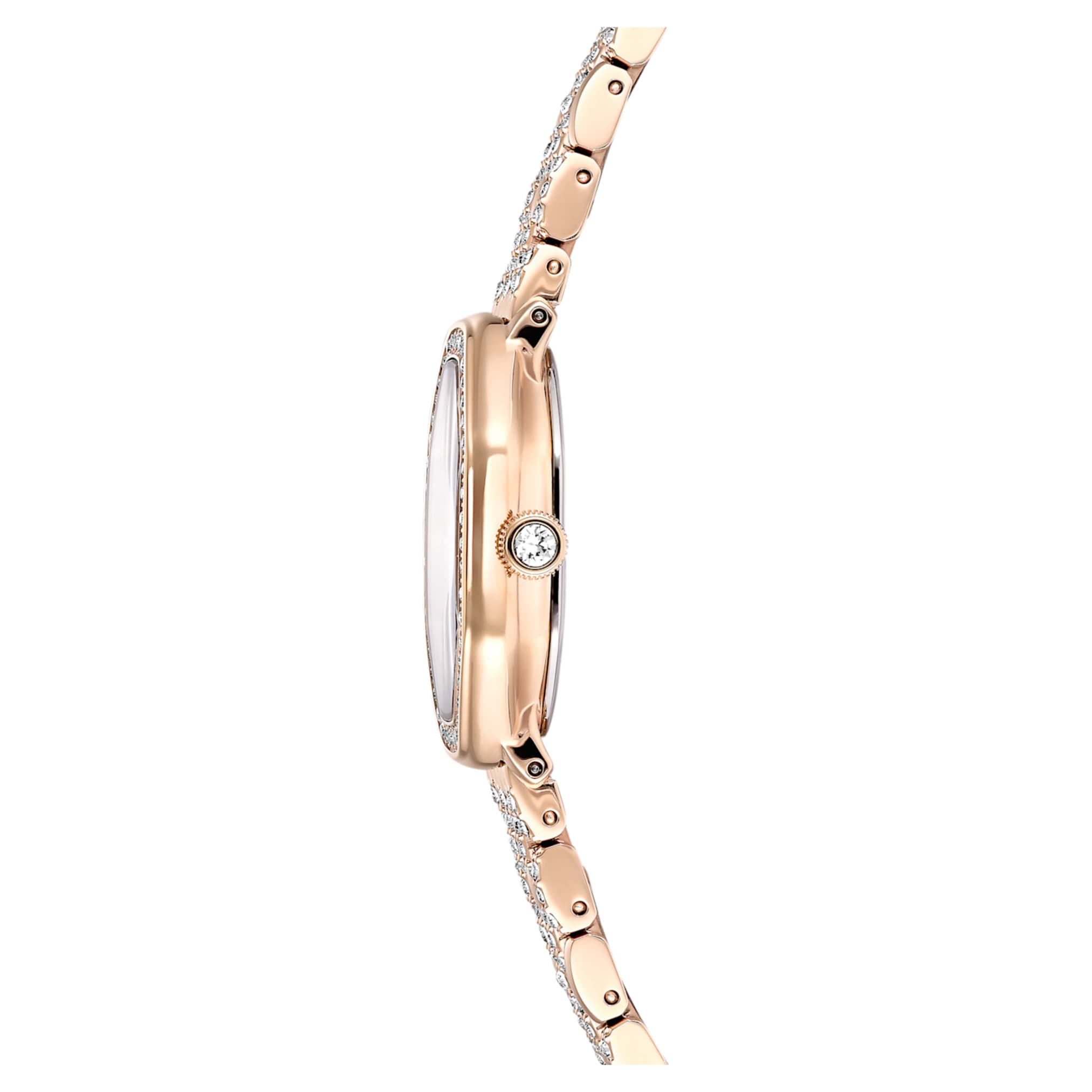Swarovski Dextera octagon watch Swiss Made, Metal bracelet, Gold tone, Rose gold-tone finish