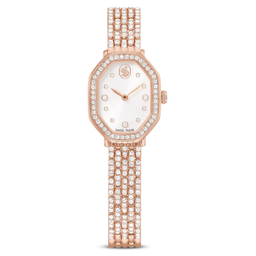 Swarovski Dextera octagon watch Swiss Made, Metal bracelet, Rose gold tone, Rose gold-tone finish