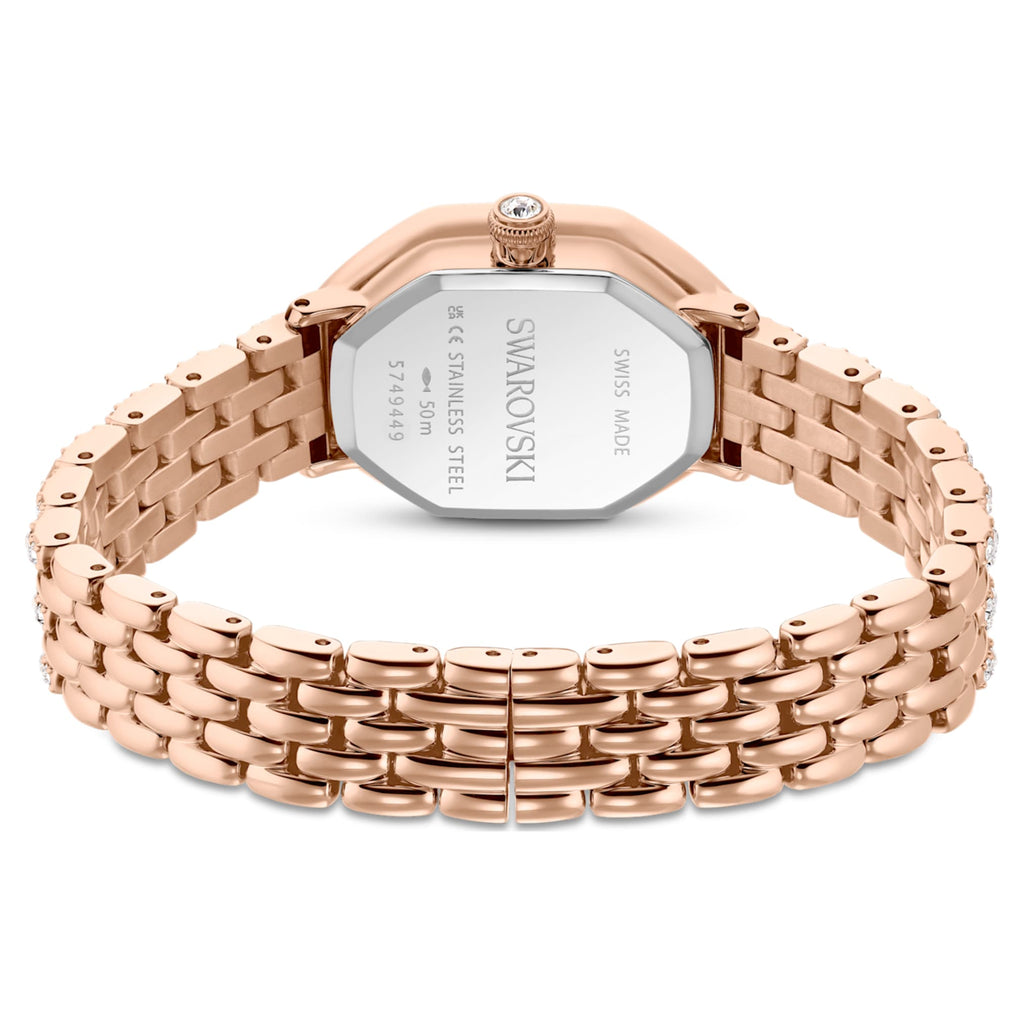 Swarovski Dextera octagon watch Swiss Made, Metal bracelet, Rose gold tone, Rose gold-tone finish