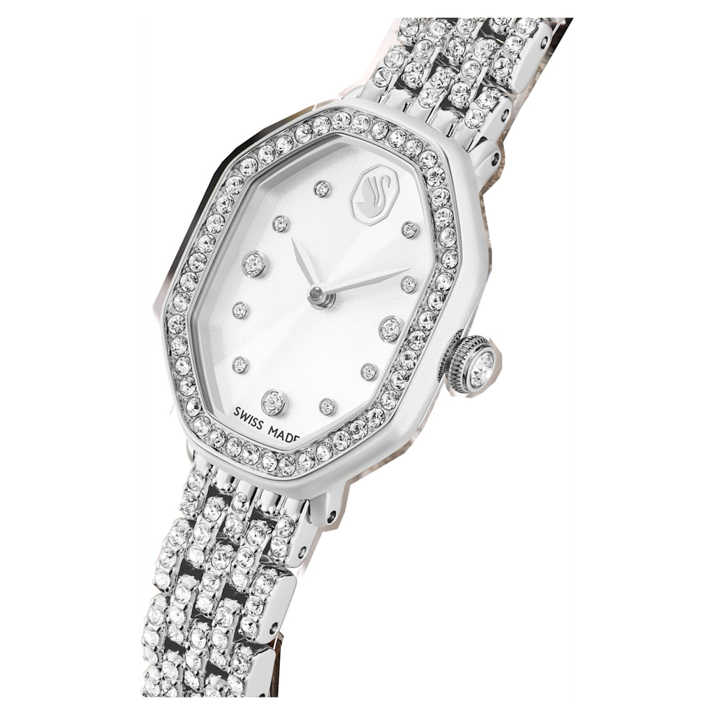 Swarovski Dextera octagon watch Swiss Made, Metal bracelet, Silver tone, Stainless steel