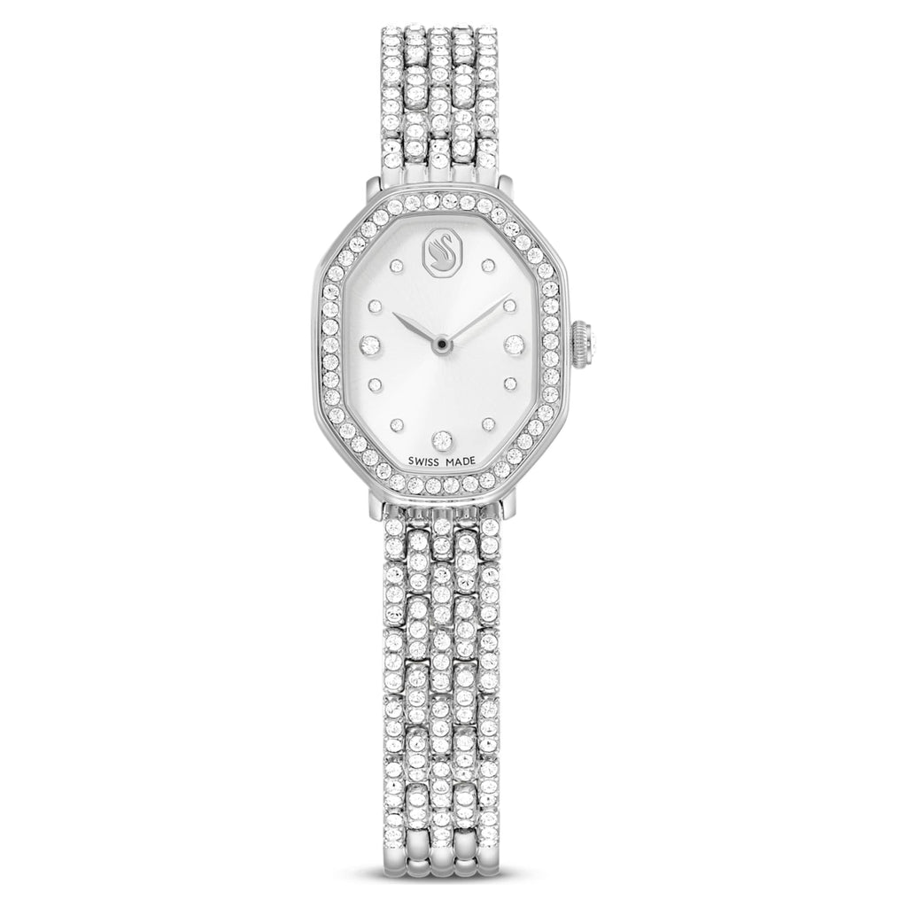 Swarovski Dextera octagon watch Swiss Made, Metal bracelet, Silver tone, Stainless steel