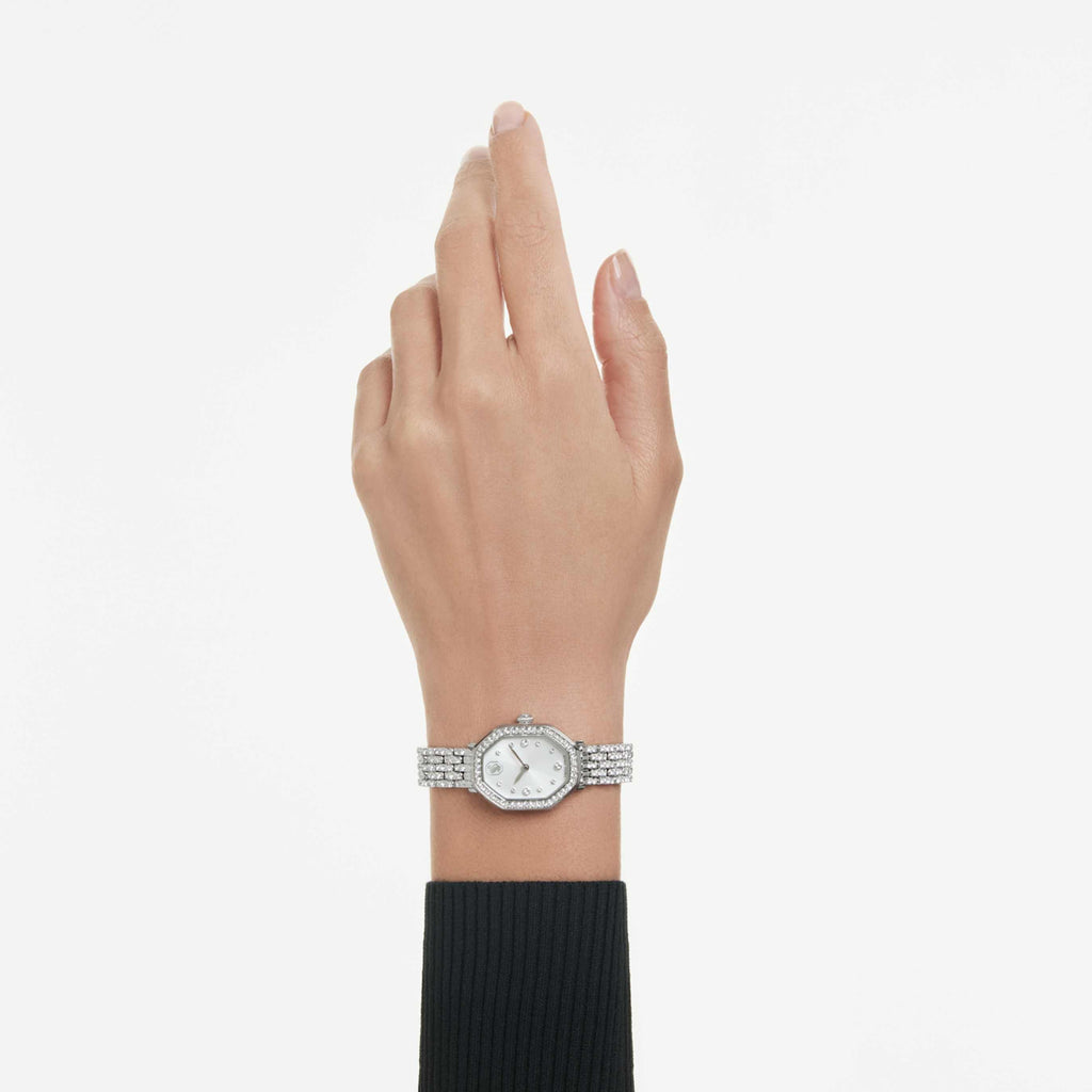 Swarovski Dextera octagon watch Swiss Made, Metal bracelet, Rose gold tone, Rose gold-tone finish