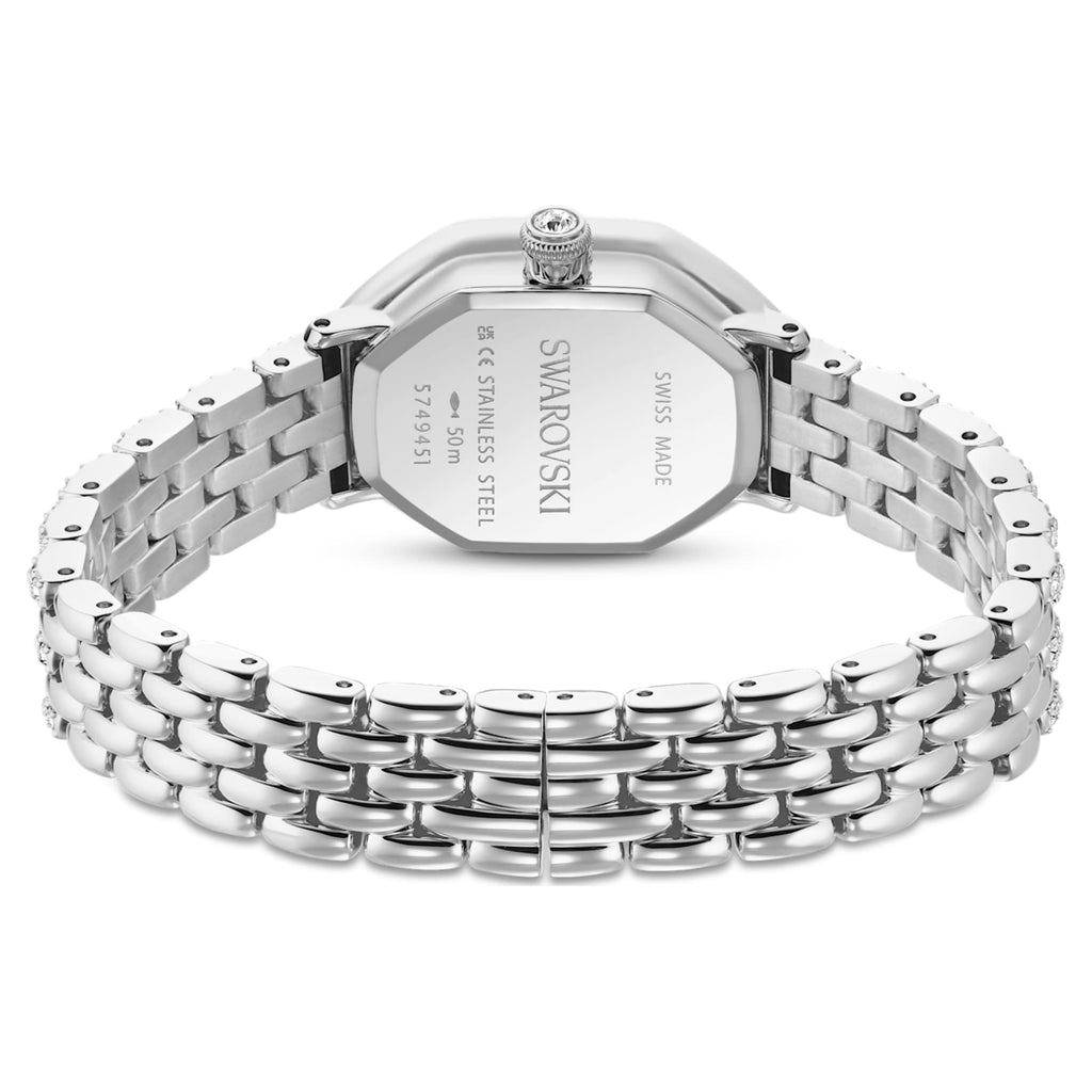 Swarovski Dextera octagon watch Swiss Made, Metal bracelet, Silver tone, Stainless steel