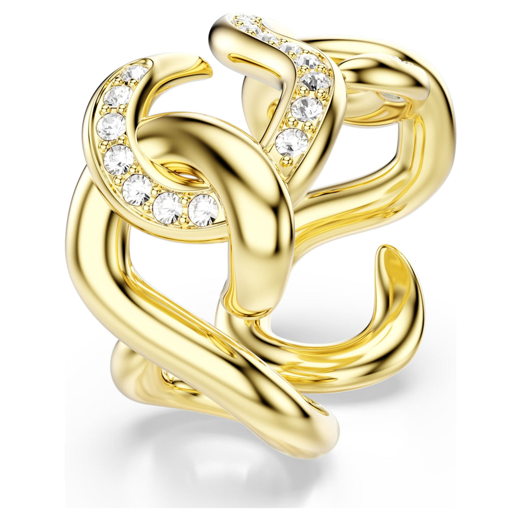 Swarovski Dextera open ring Round cut, White, 18K gold finish
