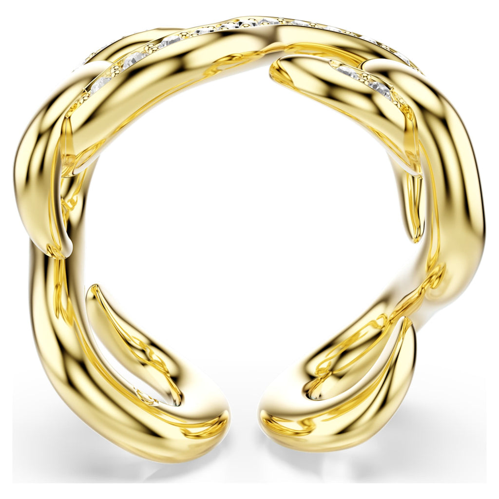 Swarovski Dextera open ring Round cut, White, 18K gold finish