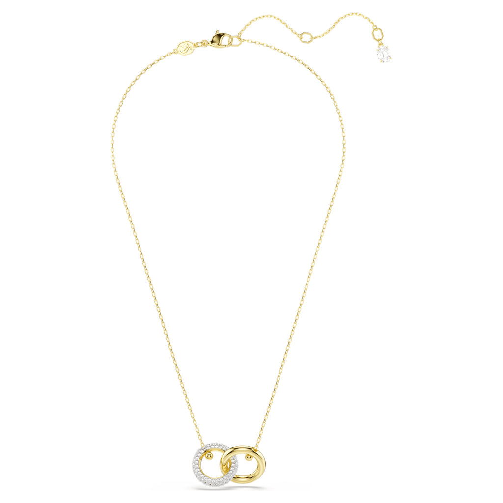 Swarovski Dextera pendant Interlocking loop, White, 18K gold finish