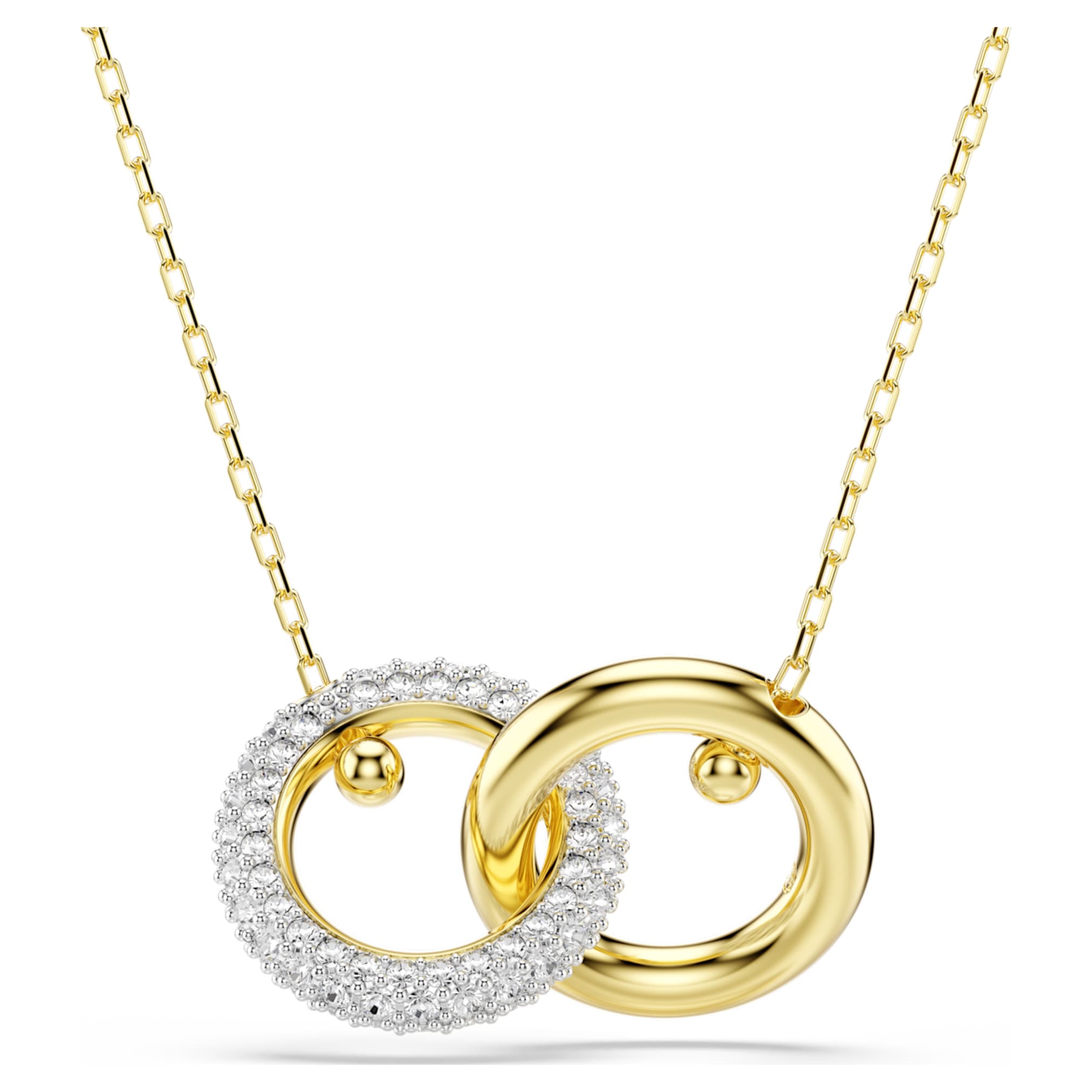 Swarovski Dextera pendant Interlocking loop, White, 18K gold finish