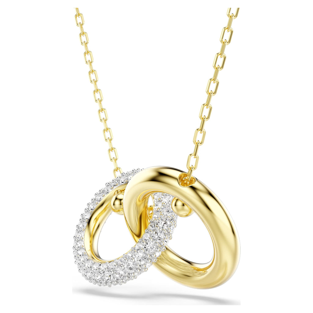 Swarovski Dextera pendant Interlocking loop, White, 18K gold finish
