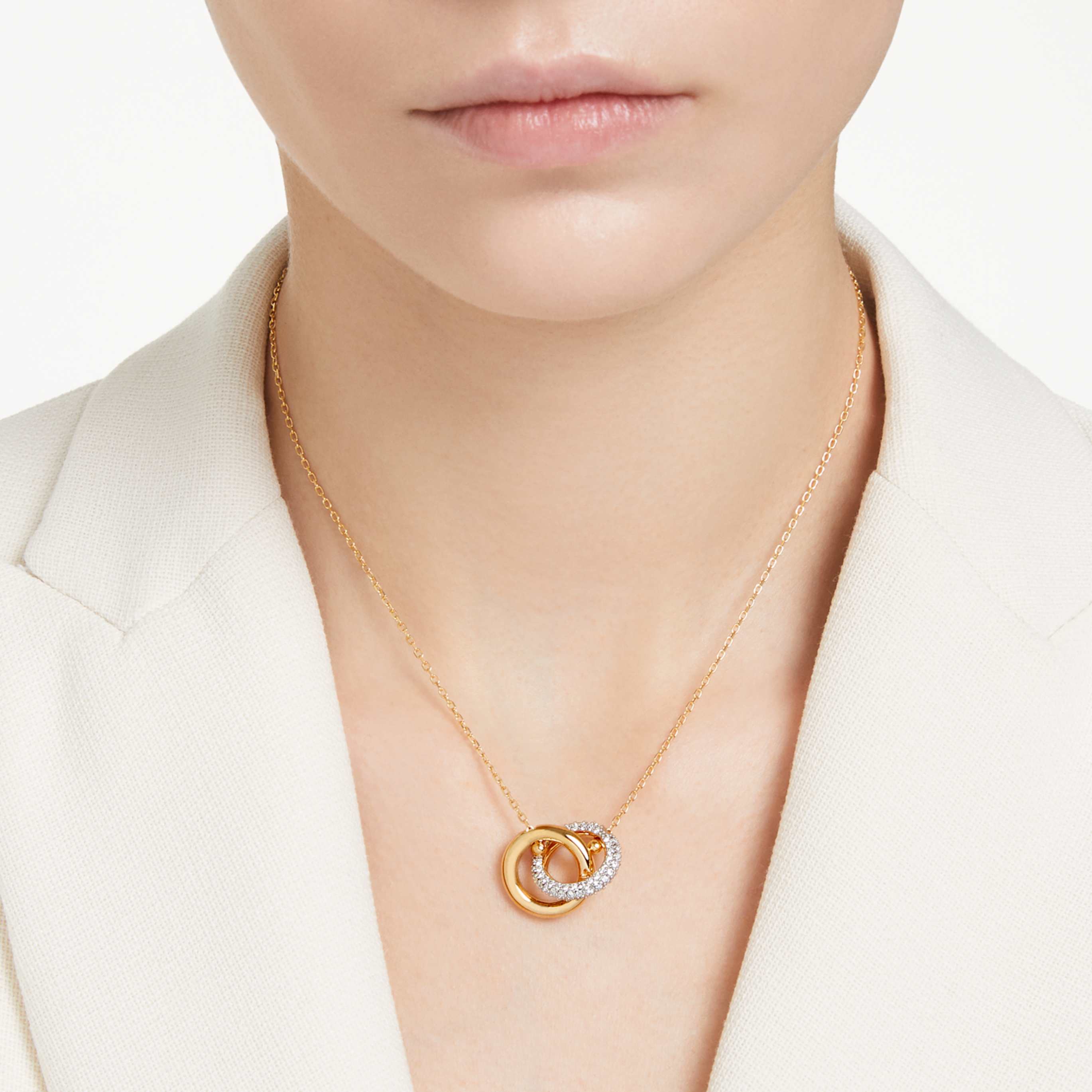 Swarovski Dextera pendant Round cut, White, 18K rose gold finish