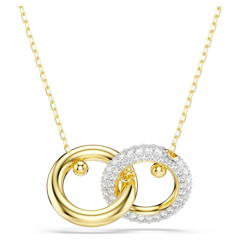 Swarovski Dextera pendant Interlocking loop, White, 18K gold finish