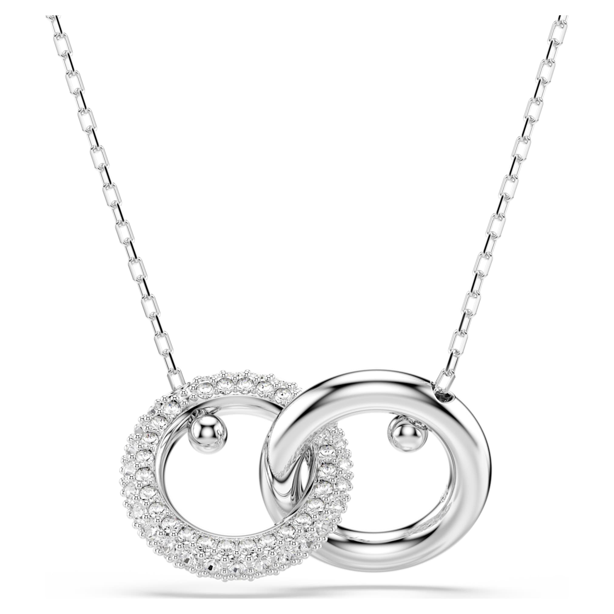 Swarovski Dextera pendant Interlocking loop, White, Rhodium plated