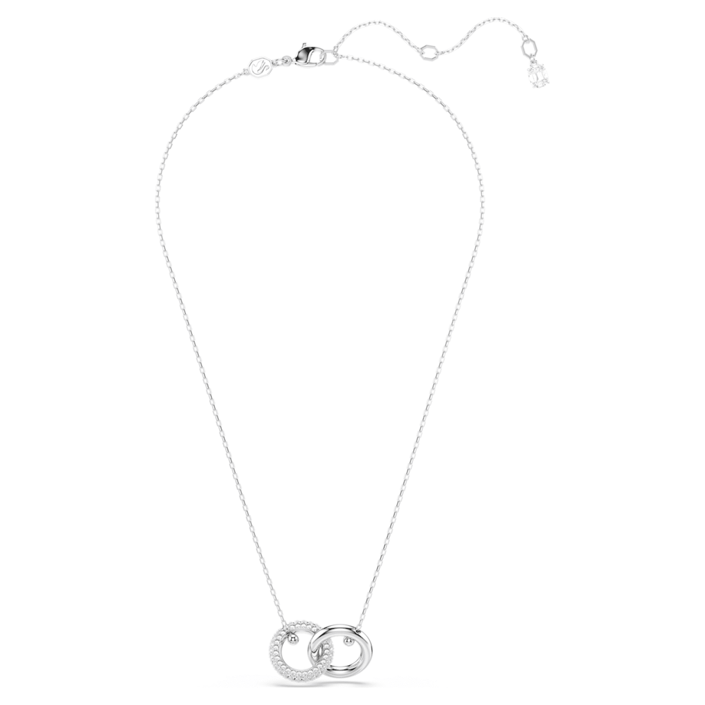 Swarovski Dextera pendant Interlocking loop, White, Rhodium plated