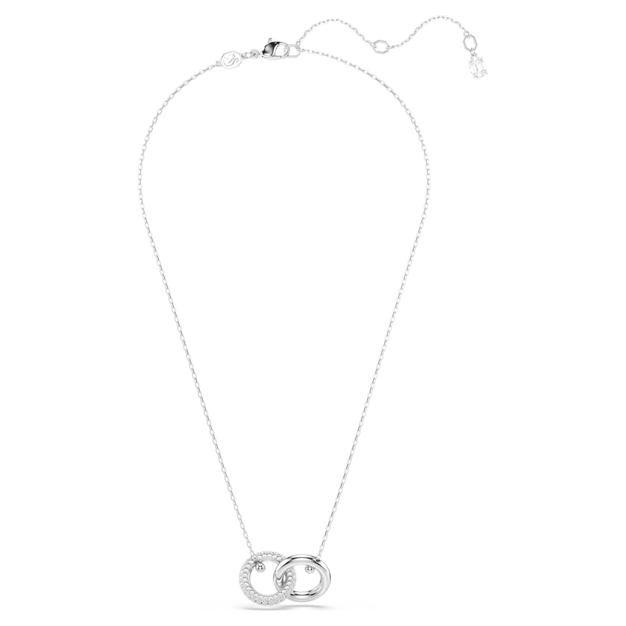 Swarovski Dextera pendant Interlocking loop, White, Rhodium plated