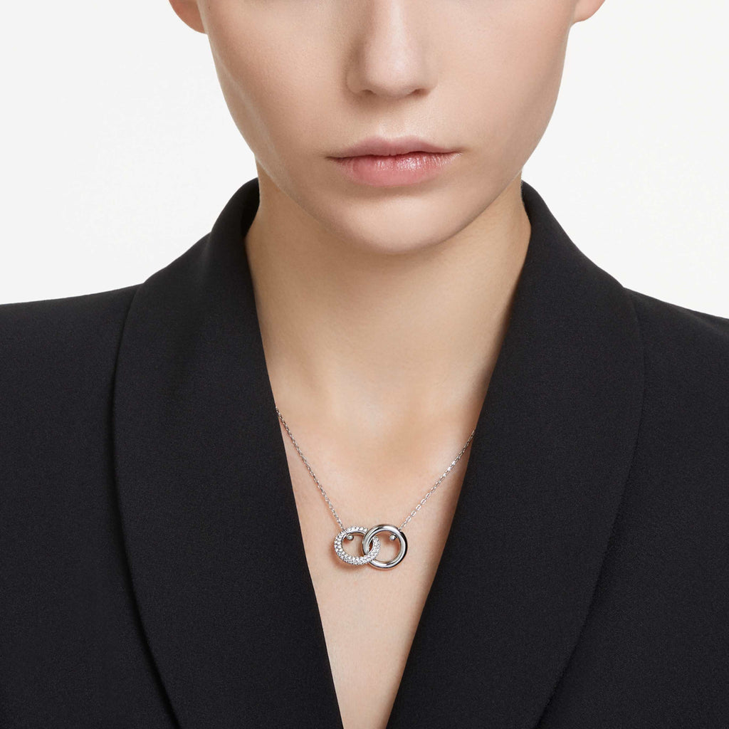 Swarovski Dextera pendant Round cut, White, 18K rose gold finish