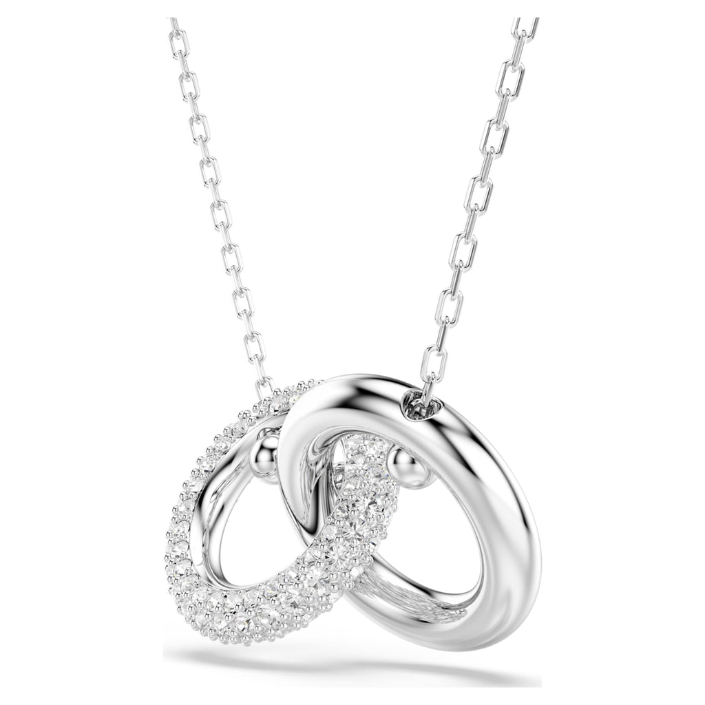 Swarovski Dextera pendant Interlocking loop, White, Rhodium plated