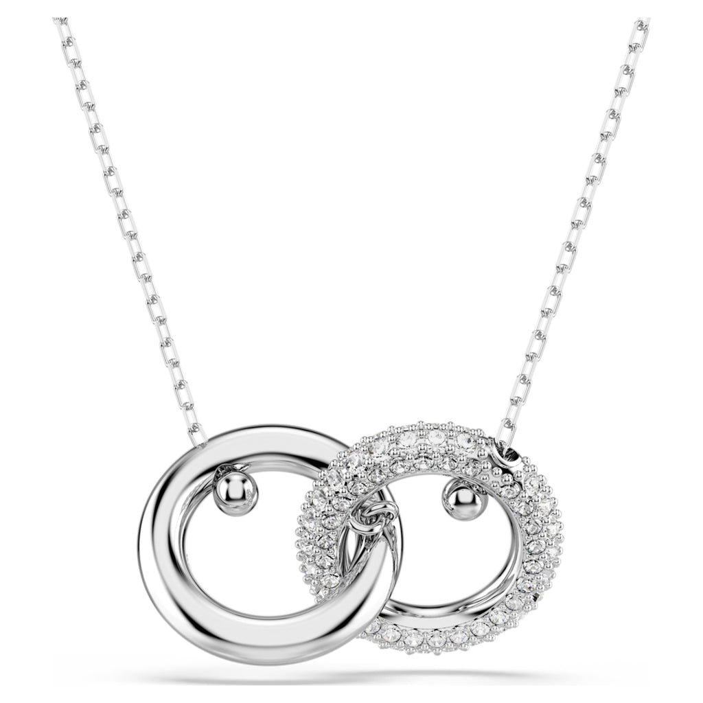 Swarovski Dextera pendant Interlocking loop, White, Rhodium plated