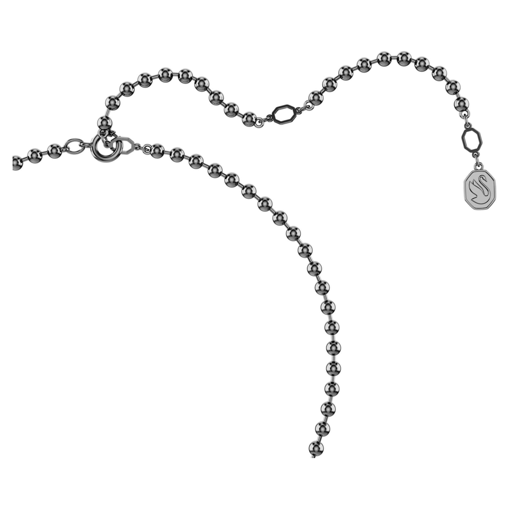Swarovski Dextera pendant Octagon shape, Round cut, Black, Ruthenium plated