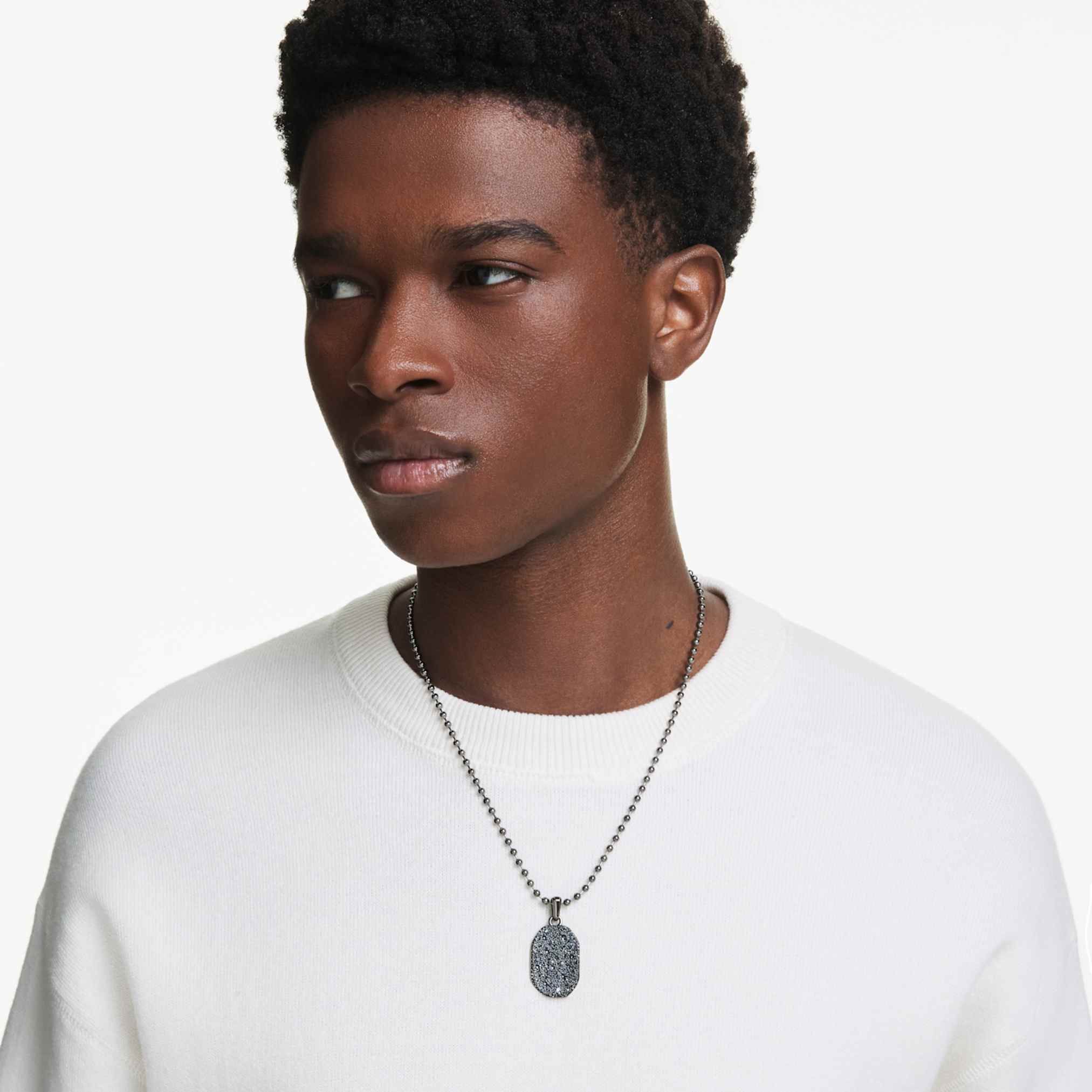 Swarovski Dextera pendant Octagon shape, Round cut, Black, Ruthenium plated