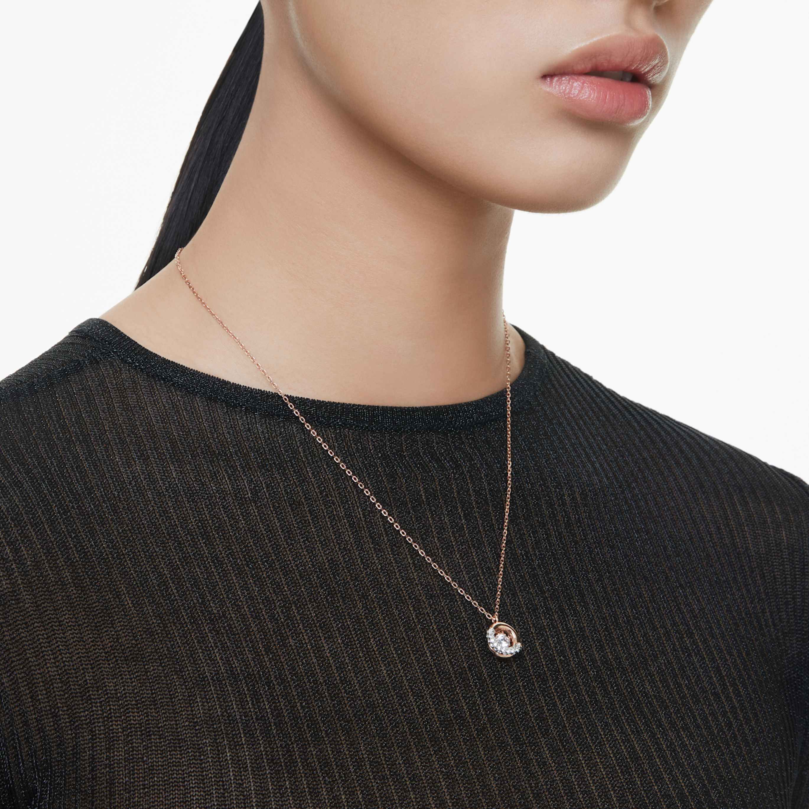 Swarovski Dextera pendant Round cut, White, Rhodium plated