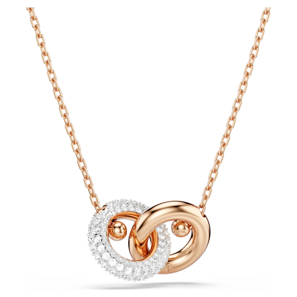 Swarovski Dextera pendant Round cut, White, 18K rose gold finish