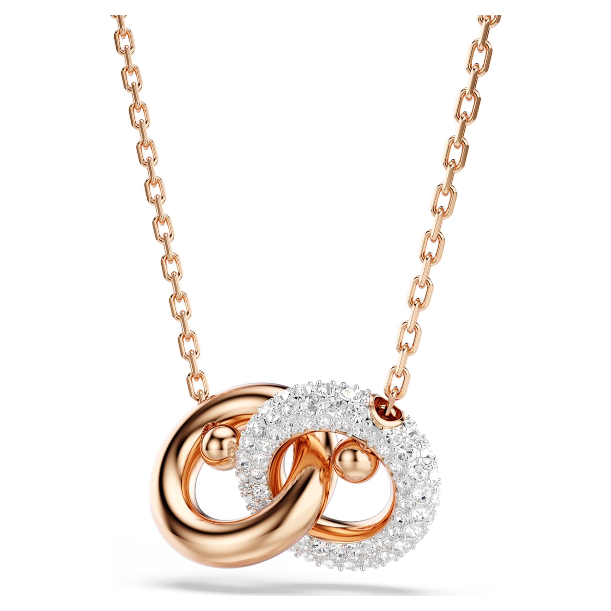 Swarovski Dextera pendant Round cut, White, 18K rose gold finish