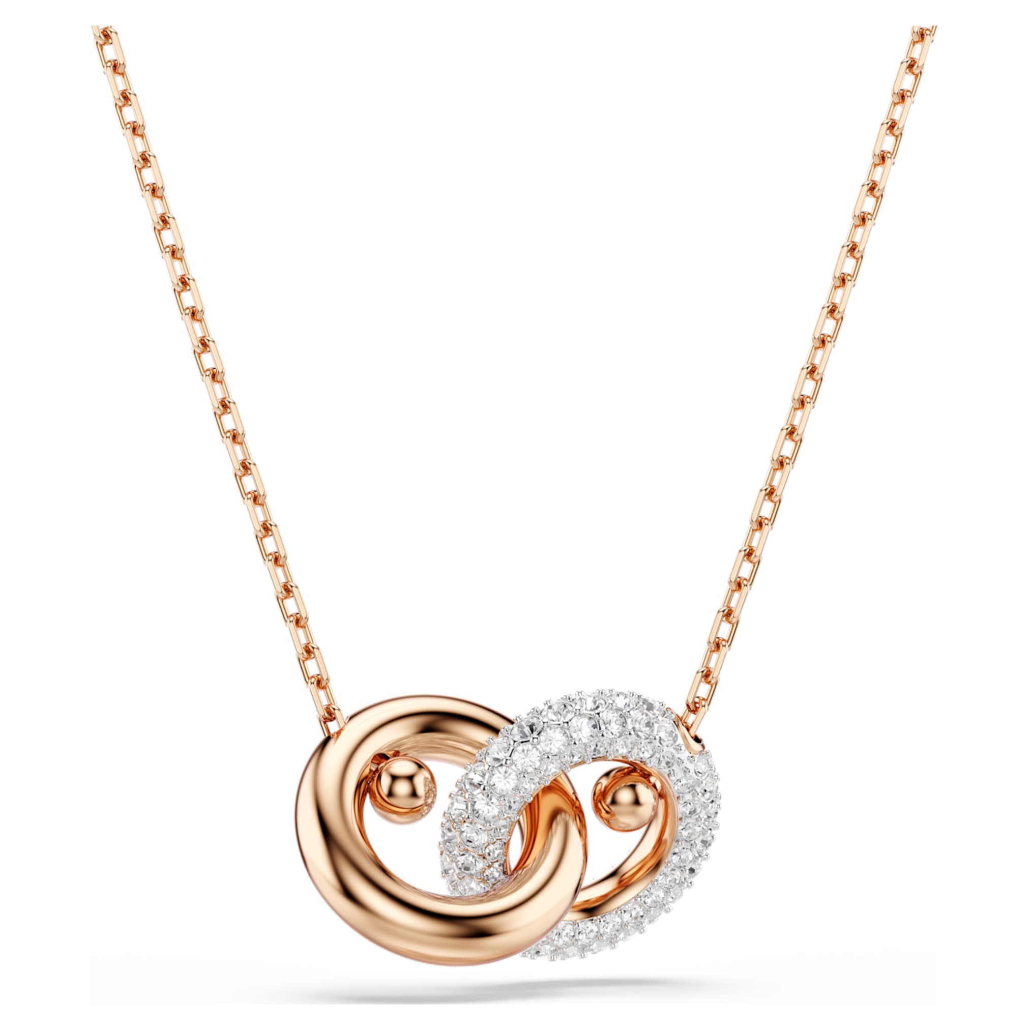 Swarovski Dextera pendant Round cut, White, 18K rose gold finish