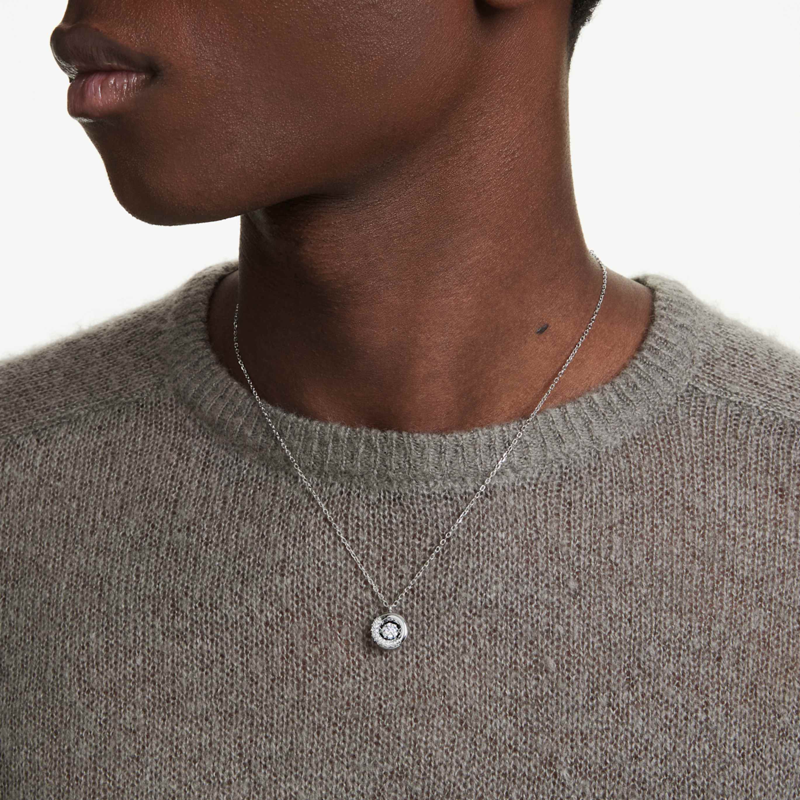 Swarovski Dextera pendant Round cut, White, Rhodium plated