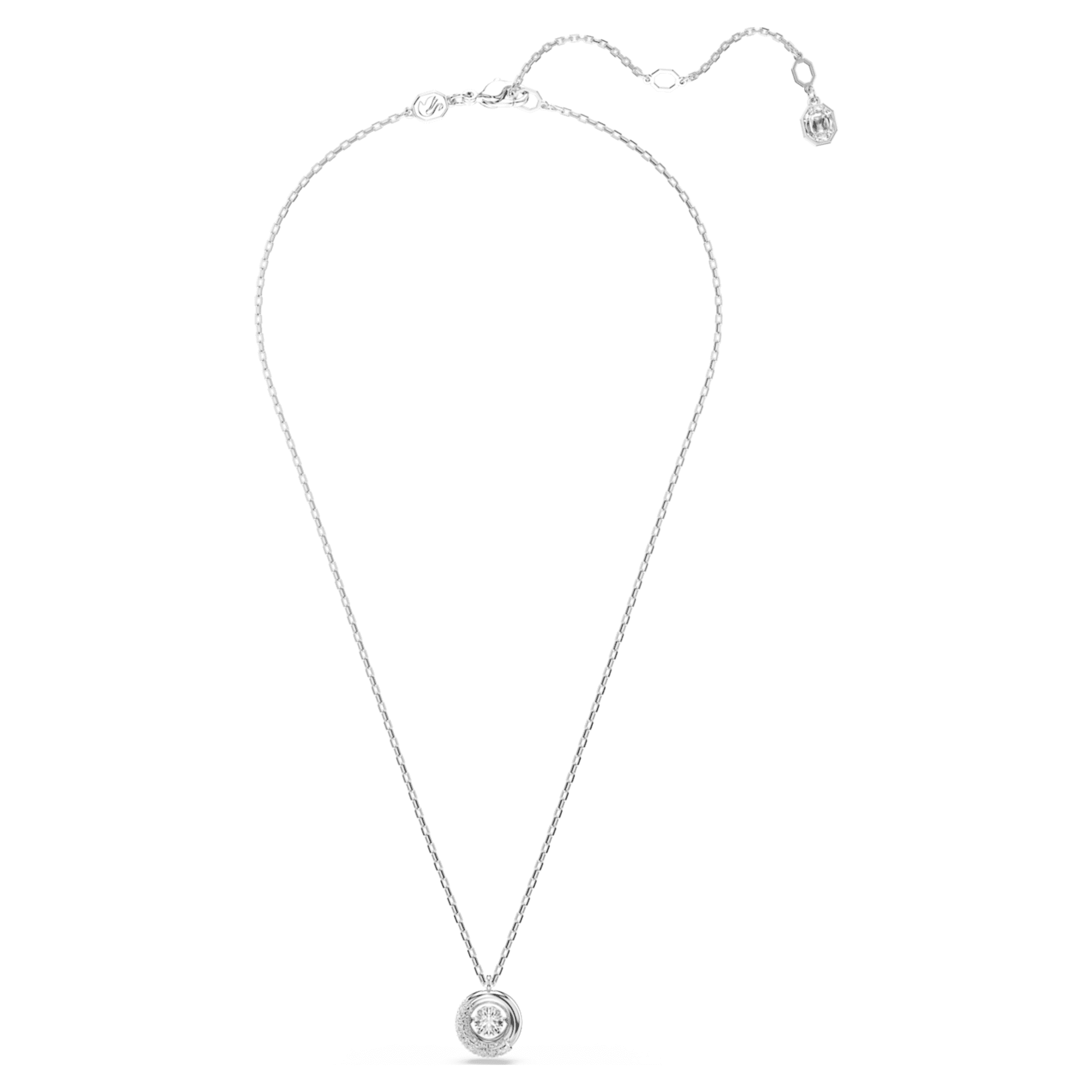 Swarovski Dextera pendant Round cut, White, Rhodium plated