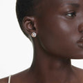 Swarovski Dextera stud earrings Round cut, White, 18K rose gold finish