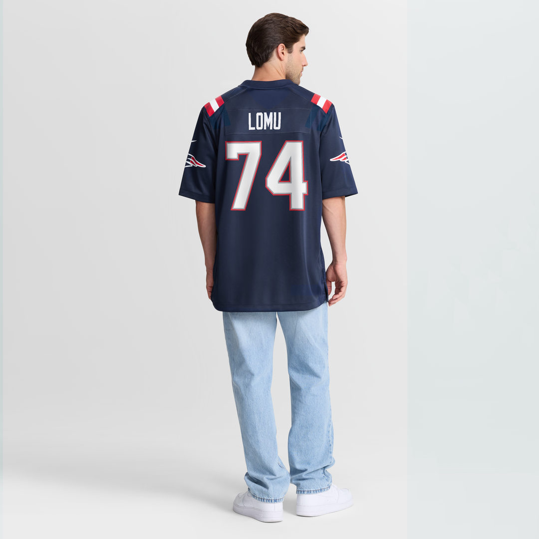 Caleb Lomu New England Patriots Nike Navy Team Game Jersey