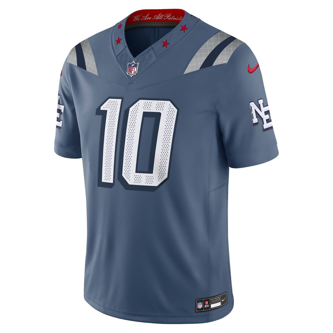 Drake Maye New England Patriots Nike Blue Rivalries Collection Stitched Limited Jersey
