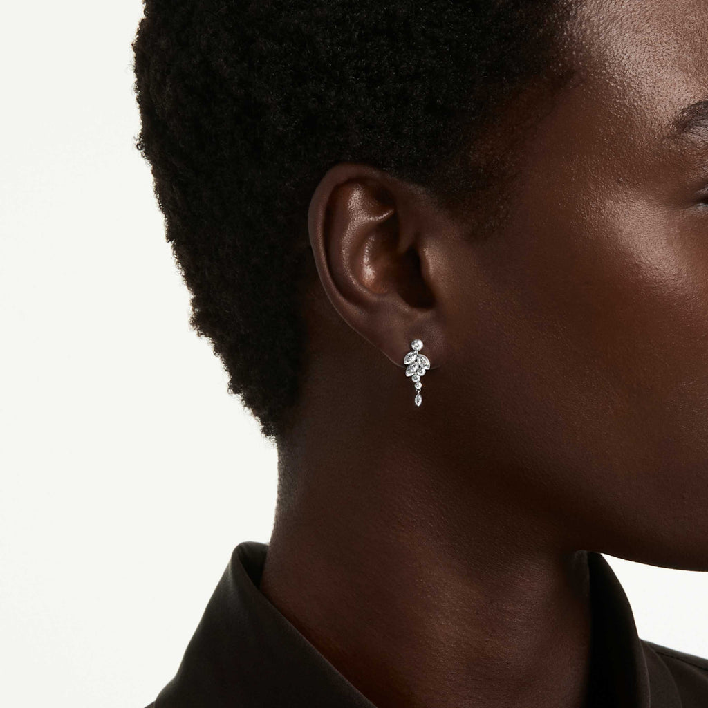 Swarovski Diapason drop earrings Mixed cuts, White, Rhodium plated
