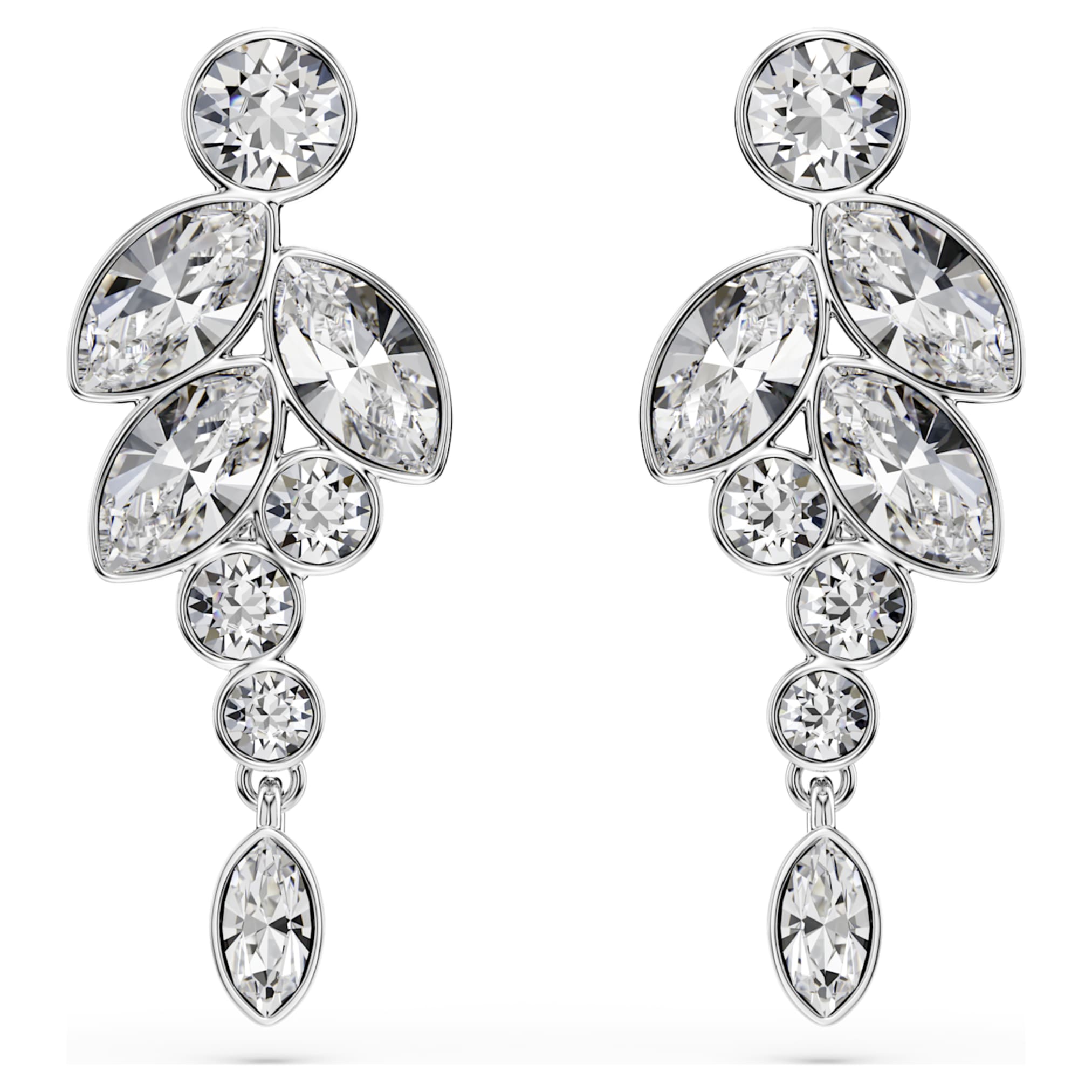 Swarovski Diapason drop earrings Mixed cuts, White, Rhodium plated