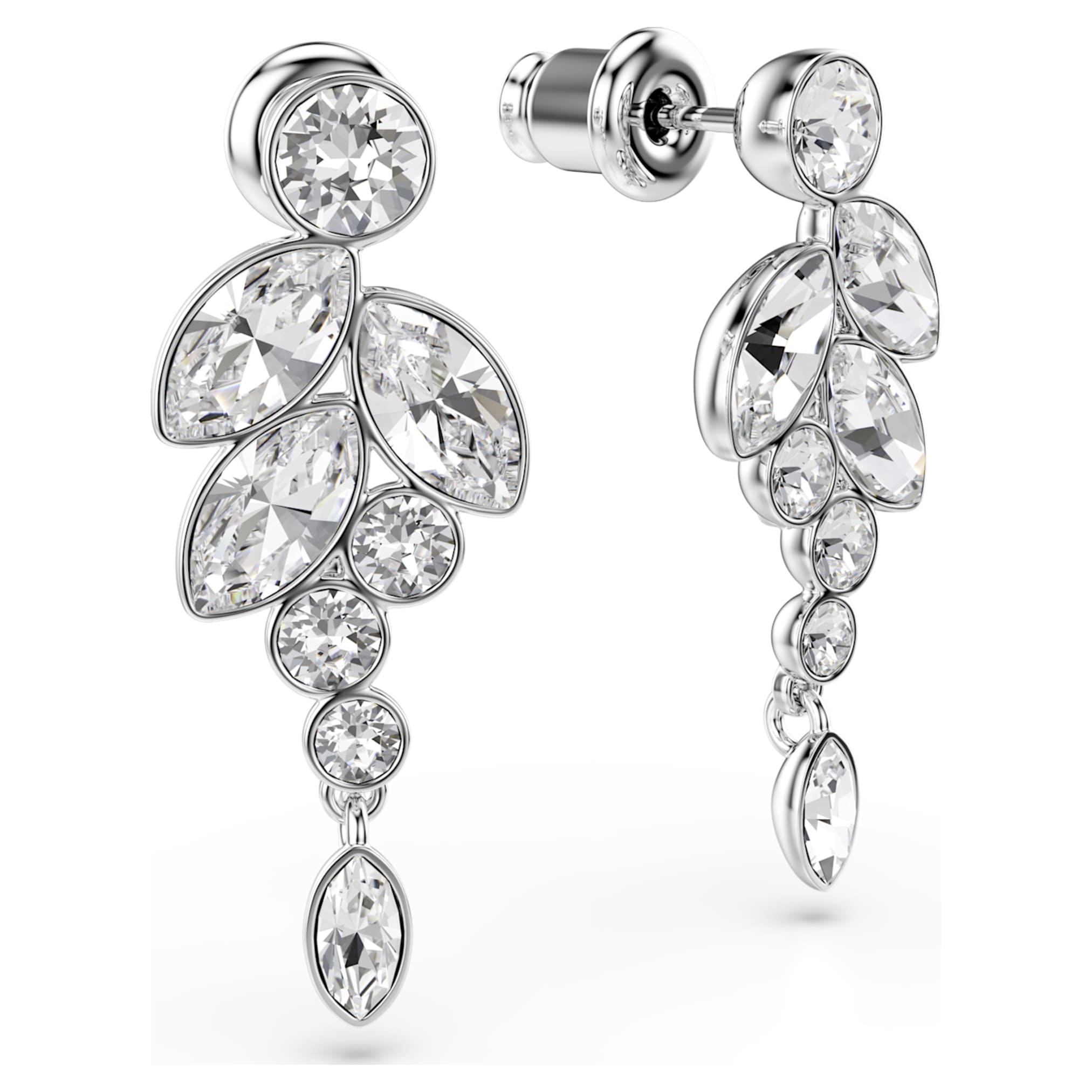 Swarovski Diapason drop earrings Mixed cuts, White, Rhodium plated