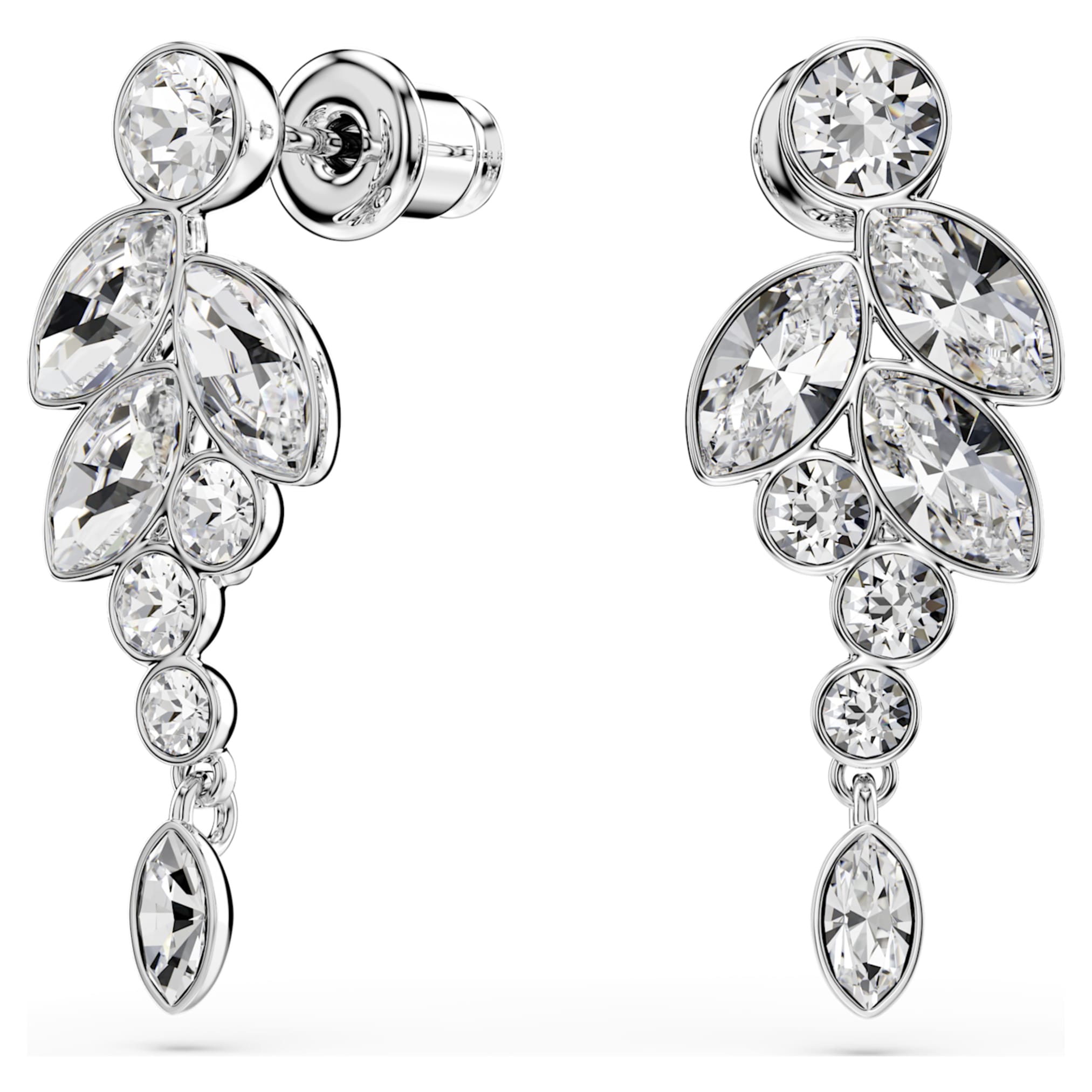Swarovski Diapason drop earrings Mixed cuts, White, Rhodium plated