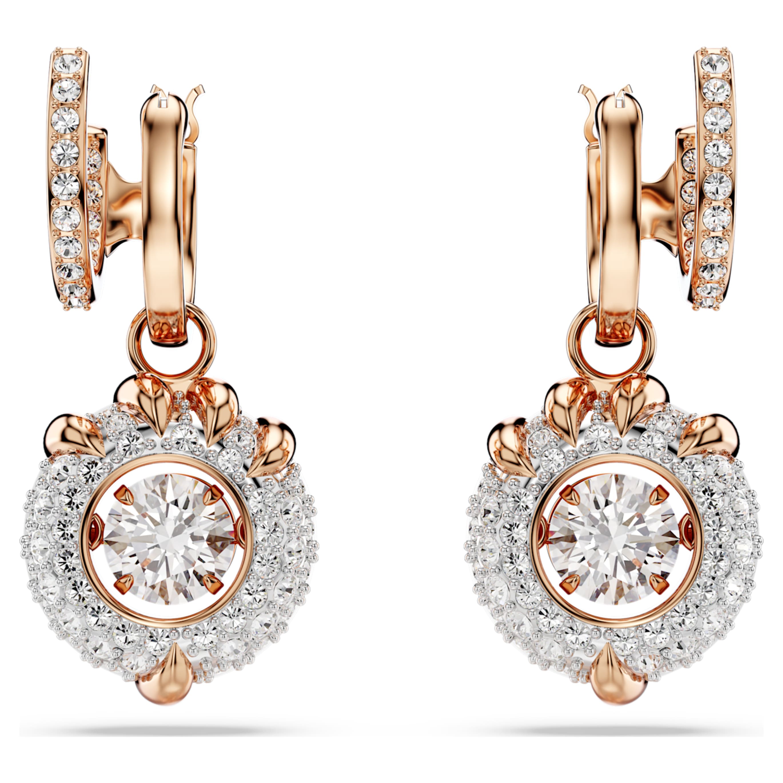 Swarovski Dragon & Phoenix drop earrings Dragon’s claw, White, 18K rose gold finish