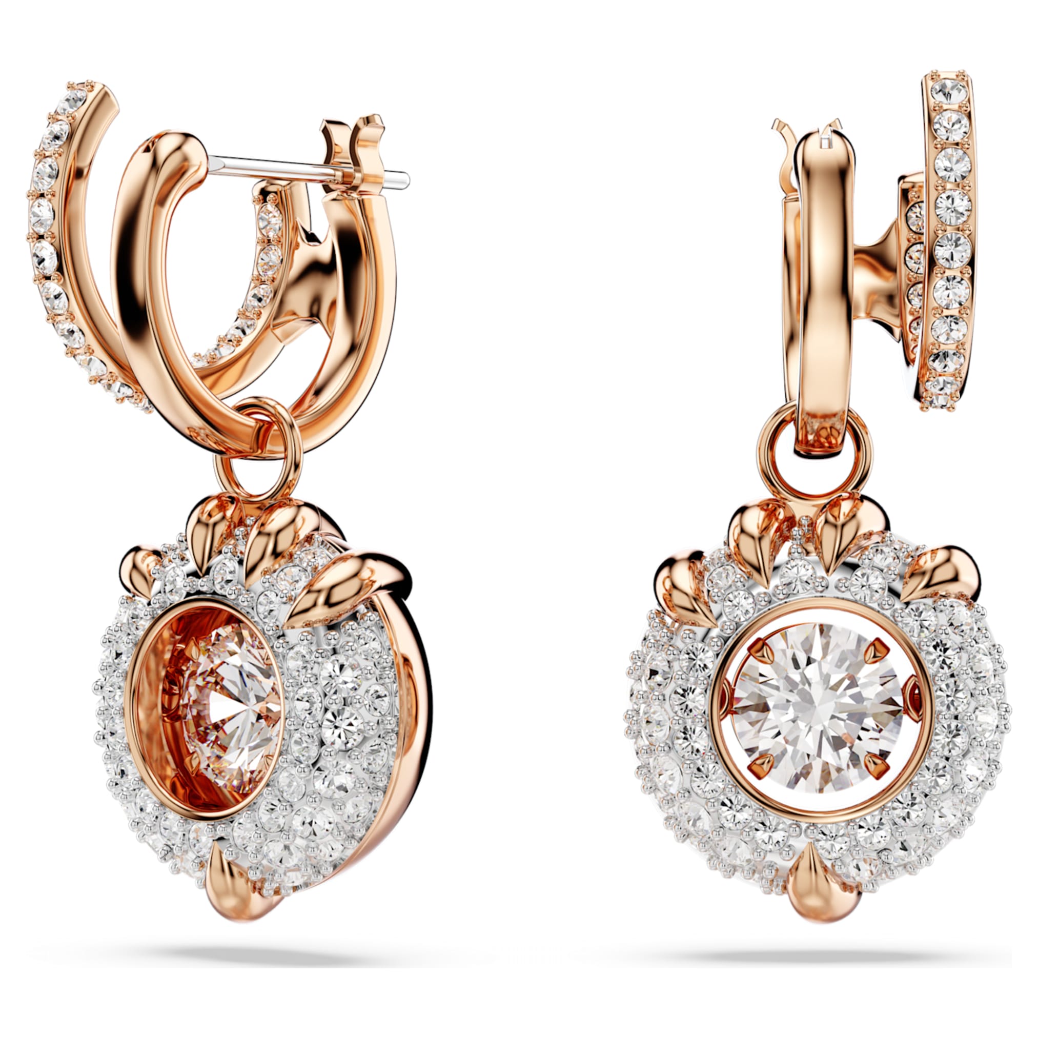 Swarovski Dragon & Phoenix drop earrings Dragon’s claw, White, 18K rose gold finish