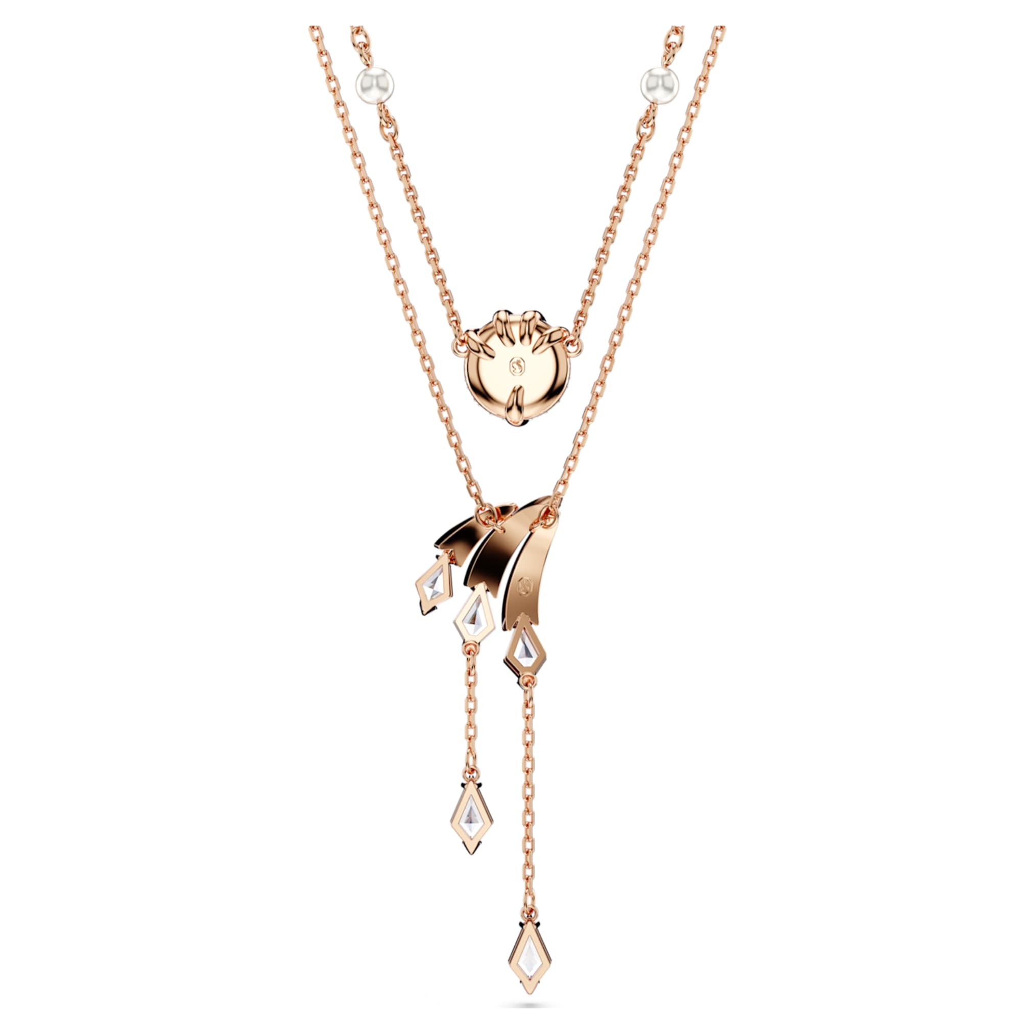 Swarovski Dragon & Phoenix necklace Set (2), Crystal pearl, Dragon’s claw, White, 18K rose gold finish