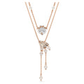 Swarovski Dragon & Phoenix necklace Set (2), Crystal pearl, Dragon’s claw, White, 18K rose gold finish