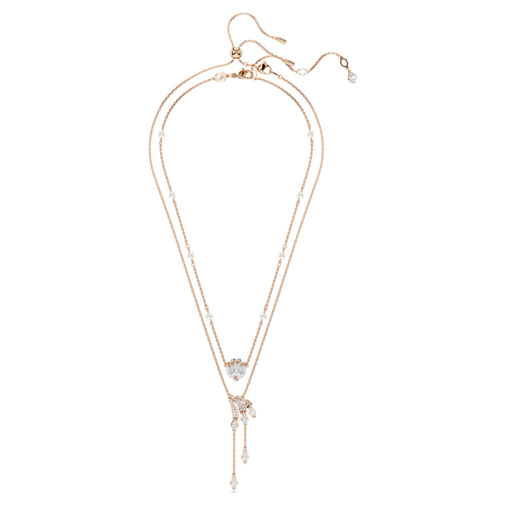 Swarovski Dragon & Phoenix necklace Set (2), Crystal pearl, Dragon’s claw, White, 18K rose gold finish