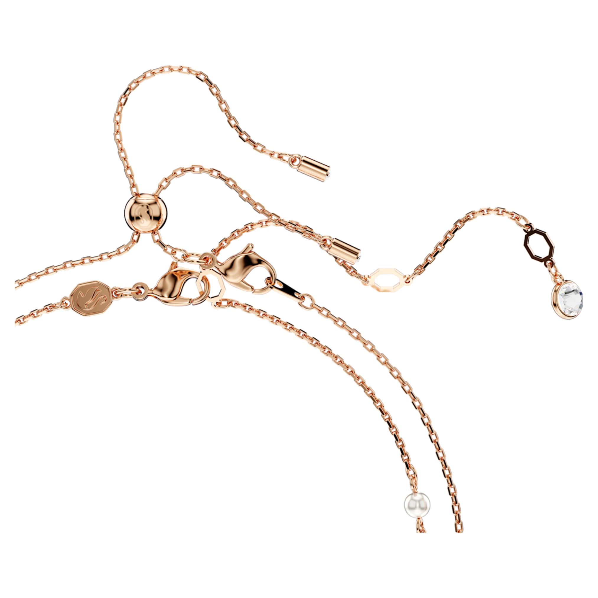 Swarovski Dragon & Phoenix necklace Set (2), Crystal pearl, Dragon’s claw, White, 18K rose gold finish