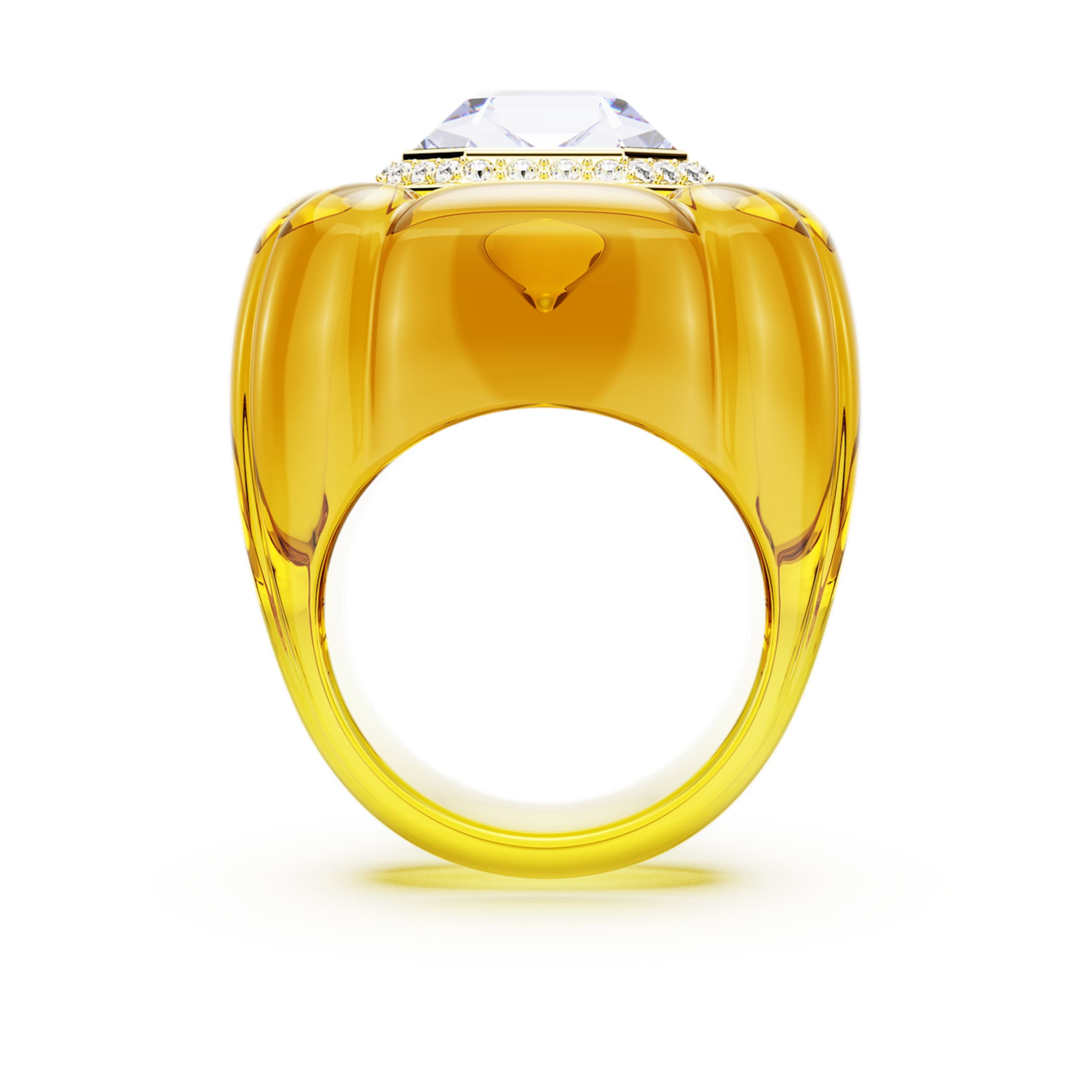 Swarovski Dulcis cocktail ring Cushion cut, Pavé, Yellow