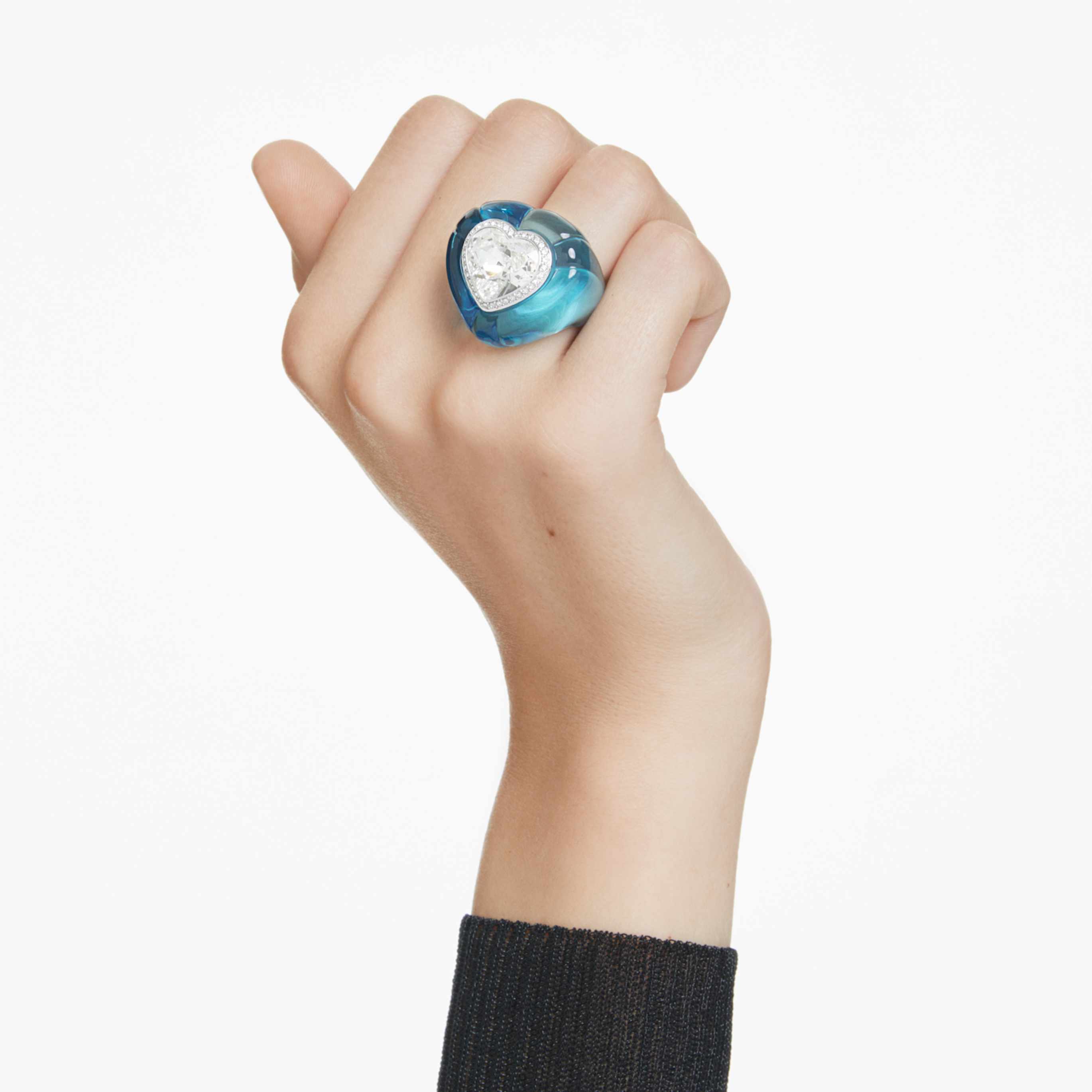 Swarovski Dulcis cocktail ring Heart cut, Pavé, Heart, Blue