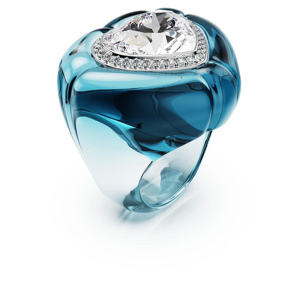 Swarovski Dulcis cocktail ring Heart cut, Pavé, Heart, Blue