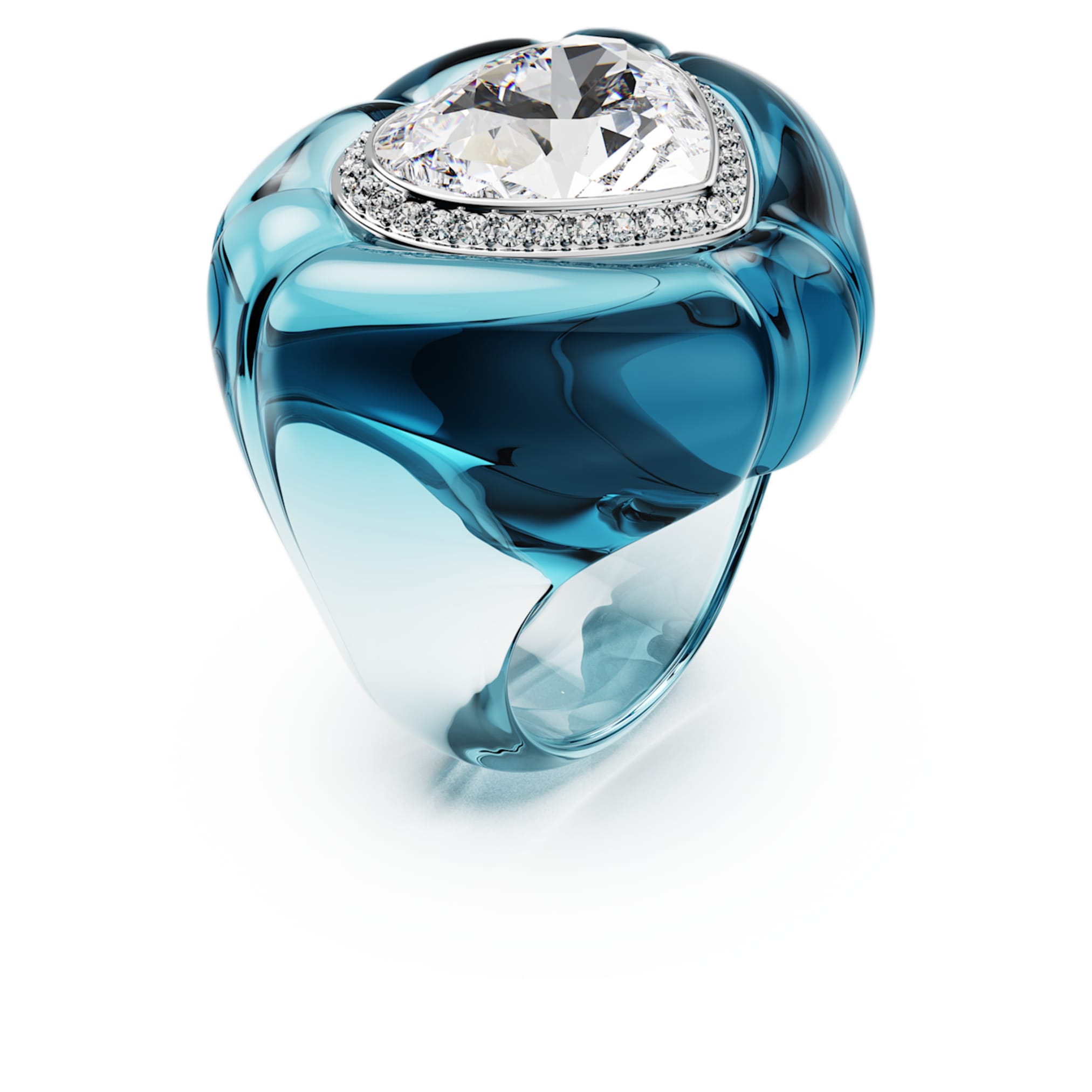 Swarovski Dulcis cocktail ring Heart cut, Pavé, Heart, Blue
