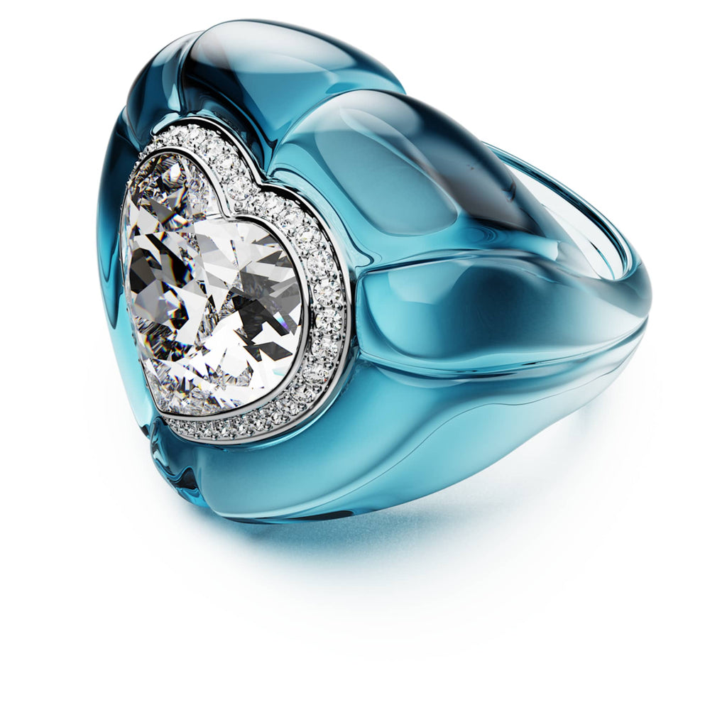 Swarovski Dulcis cocktail ring Heart cut, Pavé, Heart, Blue