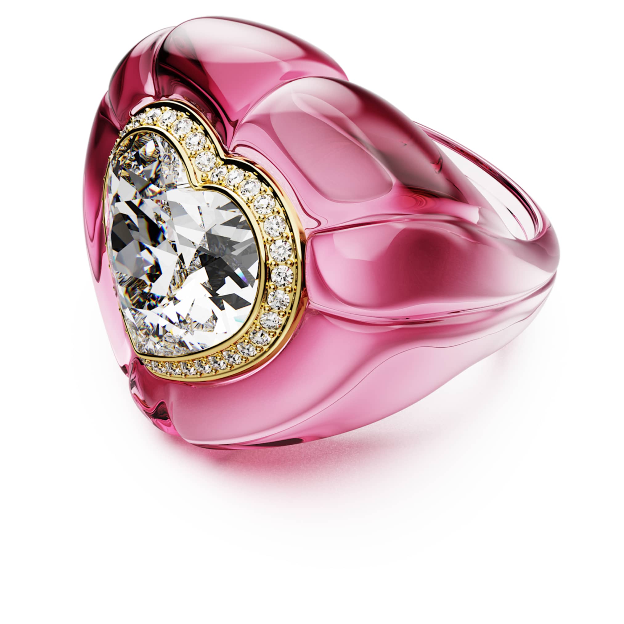 Swarovski Dulcis cocktail ring Heart cut, Pavé, Heart, Pink