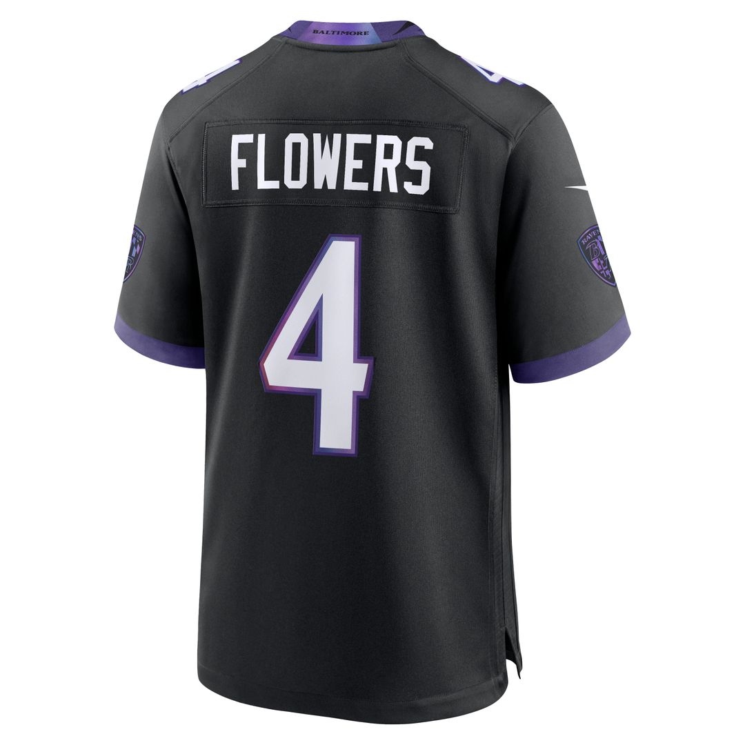 Zay Flowers Baltimore Ravens Nike Black Alternate Game Jersey