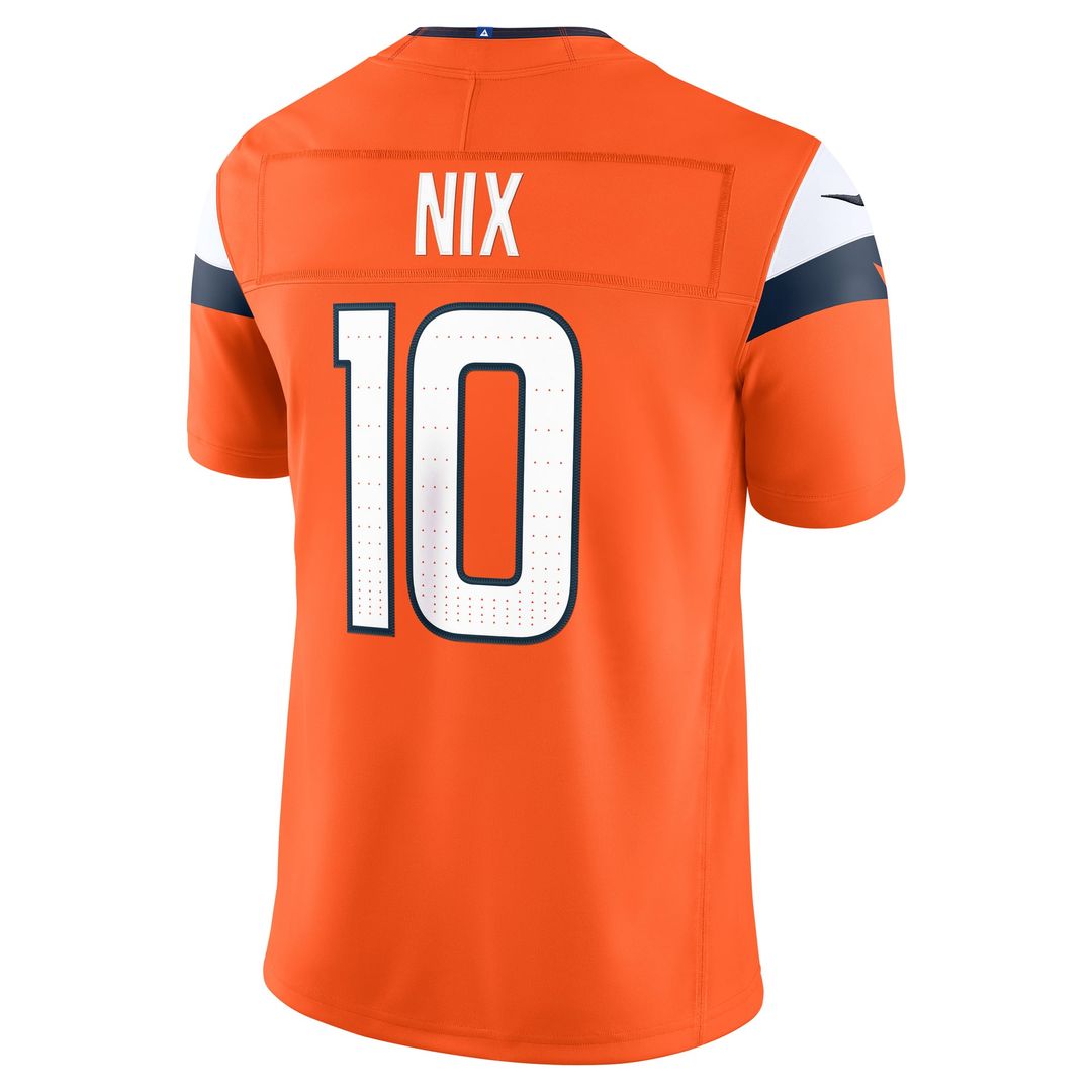 Bo Nix Denver Broncos Nike Orange Team Vapor F.U.S.E. Stitched Limited Jersey