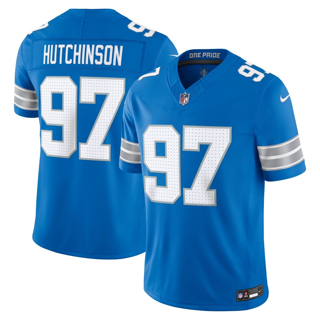 Aidan Hutchinson Detroit Lions Nike Blue Team Vapor F.U.S.E. Stitched Limited Jersey